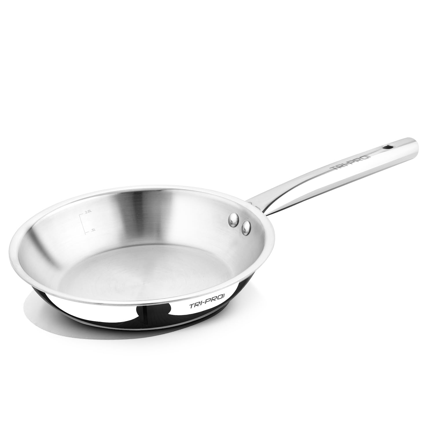 TriPro Triply Stainless Steel 22cm (1.4L) Frypan / Skillet, Triply Frying Pan for Cooking, Even and Faster Heating, Consumes Less Oil, Healthy Cooking, Easy to Clean - Induction and Gas Stove Ready