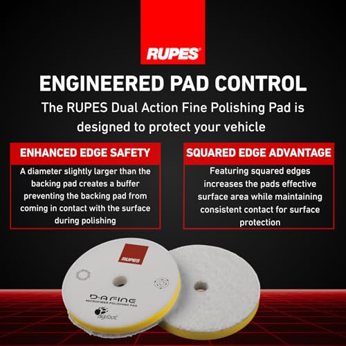 Image of RUPES 9.MF160M Pack of 24 Yellow D-A Fine Microfiber Polishing Pads 160mm | Compatible with 6 inch Backing Plate | Enhances Final Finish & Gloss | Quick Removal of Moderate Defects