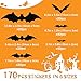 170Pcs 3D Bats Wall Decor, Bats Halloween Decorations, 6 Sizes PVC Bat Stickers Halloween Party Supplies for DIY Home Window Wall Decals Indoor Room Bathroom Door Decor with Double-Sided Foam Tape