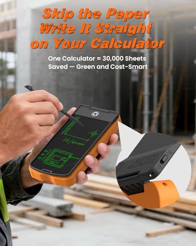 Image of Construction Calculator with Writing Tablet Industrial & Scientific ROATEE Engineering Calculator for Contractor, Concrete Pocket Feet-inch-Fraction Tools for Carpenters, Framer, Remodeler, Silver