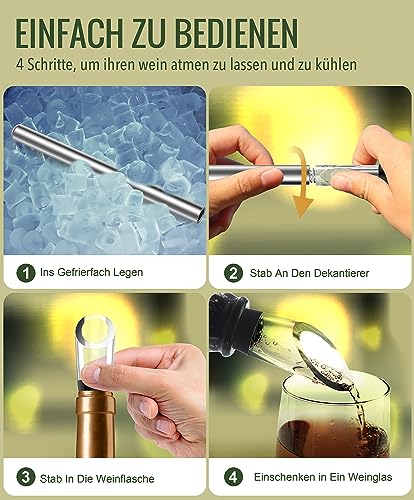 Foto von Weinkühlstab Geschenke für Frauen Männer Weihnachten: Weinkühler Stab Edelstahl Flaschenkühler Wein Zubehör Geschenke für Weinliebhaber, Coole Geschenkset Ideen Kühlstab für Weinflaschen mit Ausgießer