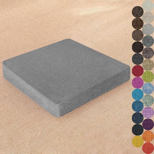Kimgull 四角 クッション 40 X 40 X 3CM 座布団 クッション 模造リネン生地 高反発スポンジ スクエア 座蒲 タイプ 椅子 カバー取り外し可能 無地 洗える リビング ダイニング 和室 洋室 居酒屋 飲食店 旅館 ポータブル グレー