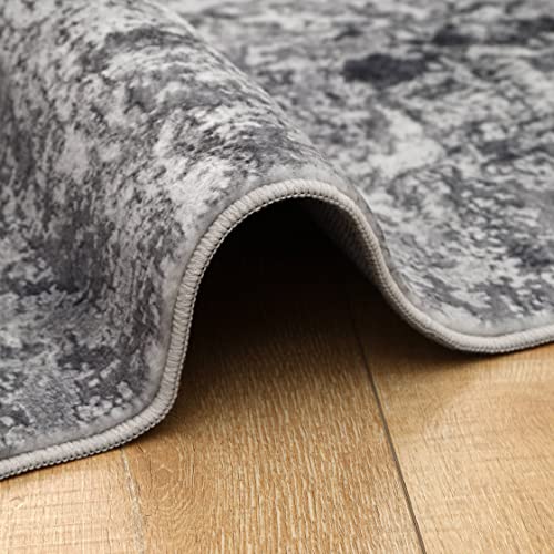 Area Rug Living Room Rugs: 8X10 Indoor Abstract Soft Fluffy Pile Large Carpet With Low Shaggy For Bedroom Dining Room Home Office Decor Under Kitchen Table Washable - Retro Gray #TOP3