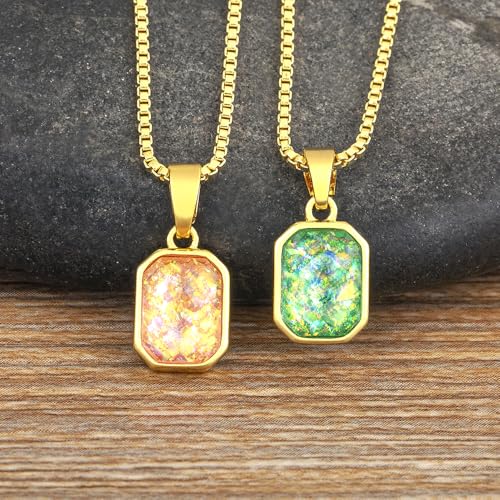 Collier pendentif opale de qualité et chaîne de pull plaquée or pour sublimer vos tenues