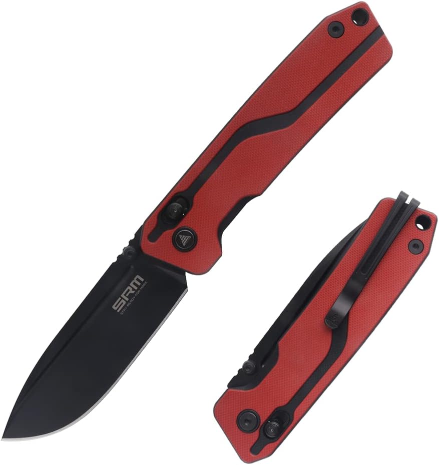 SRM Pocket Knife, Folding Knife, VG10 Steel Blade, Ambidextrous Axis Lock, for Outdoor Camping Hunting or EDC use, Gifts for Men Dad Husband Boyfriend, 7228L-GV