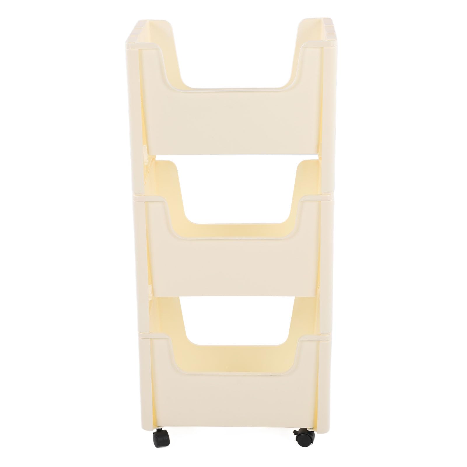 Carrito de almacenamiento de gran capacidad, estante de almacenamiento móvil grueso con ruedas bloqueables para libros, juguetes, botellas de condimentos (beige)