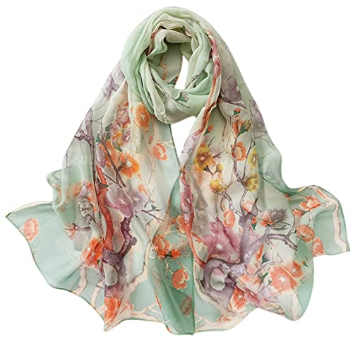 Image of FARIYGATE Women's Chiffon Smooth Soft Lightweight Headscarf Retro Floral Pattern 50017 63x20 Inch
