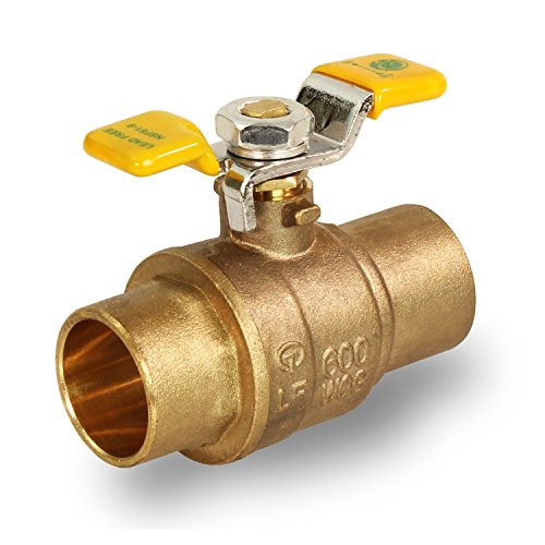 Midline Valve 837C256-Nl Premium Full Port Ball Valve With T-Handle Brass, X 3/4 In. Swt, 3/4 In. Sweat X 3/4 In. Sweat #TOP6