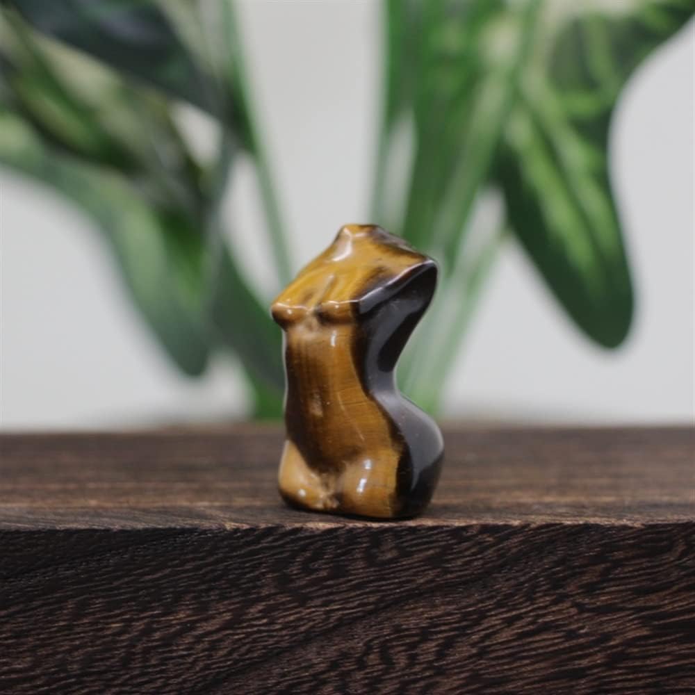 Model Statue Home Decor Crystal Carved Stone Female Body Bust Figurine, Rose Quartz Goddess Gifts Crystals and Stones(Color:Tiger Eye)
