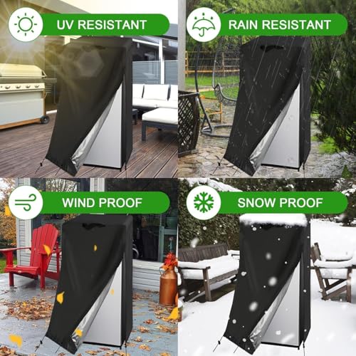 Image of 48W Commercial Refrigerator Cover for 36 Cu Ft Industrial Upright Fridge | 49x33x78,Waterproof Dustproof Heavy Duty Oxford Fabric,for 48 inch W Commercial 36 Cu.ft 2 Door Stainless Steel Freezer Combo