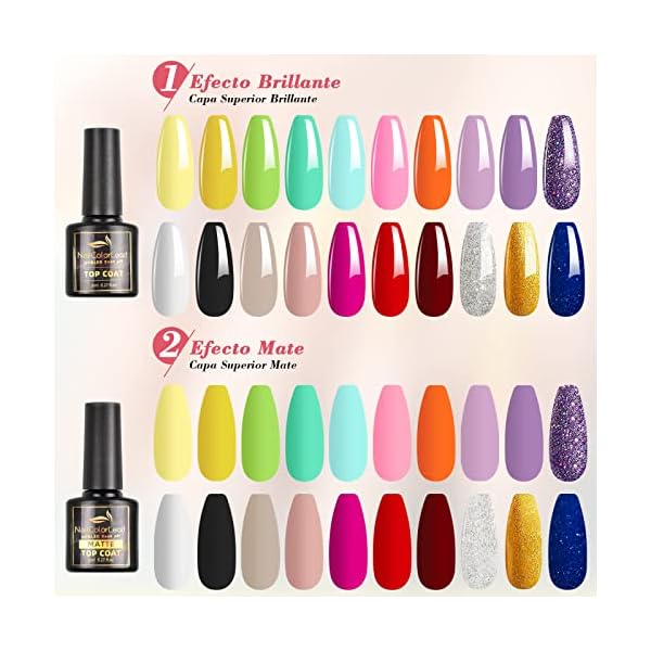 23-Pcs-Esmalte-Semipermanente-SHOWNAIL-20-Colores-Pintaunas-Semipermanentes-Remojo-con-Base-Top-Coat-Brillante-y-Mate-Set-Esmalte-de-Unas-Semipermanentes-con-Desnudo-Rosa-Neon-Blanco-Negro-8ML
