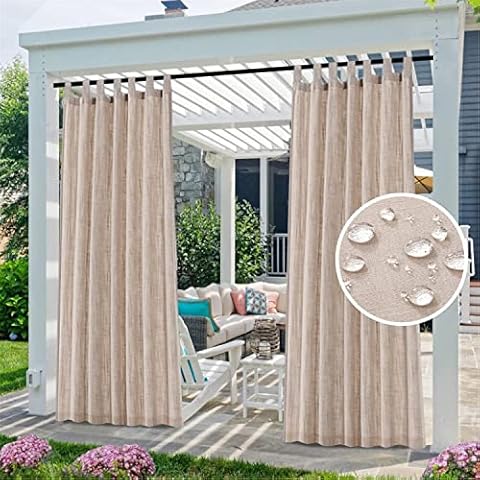 Cortina impermeable de lino semitransparente para exterior Cover
