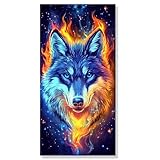 Malen Nach Zahlen Traum Wolf, Malen Nach Zahlen, DIY Faltenfreie Leinwand, Kreativ set für Erwachsene, Mit Pinseln und Hochwertige Acrylfarbe, Zimmer Deko Geschenke für Frauen 50x100cm s0h-312