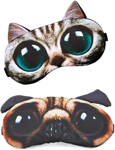 Miniatura 1 de Linda máscara de ojos para dormir con diseño de animales 3D para mujeres, máscara suave para dormir con ojos vendados y gatos, sombras de ojos para