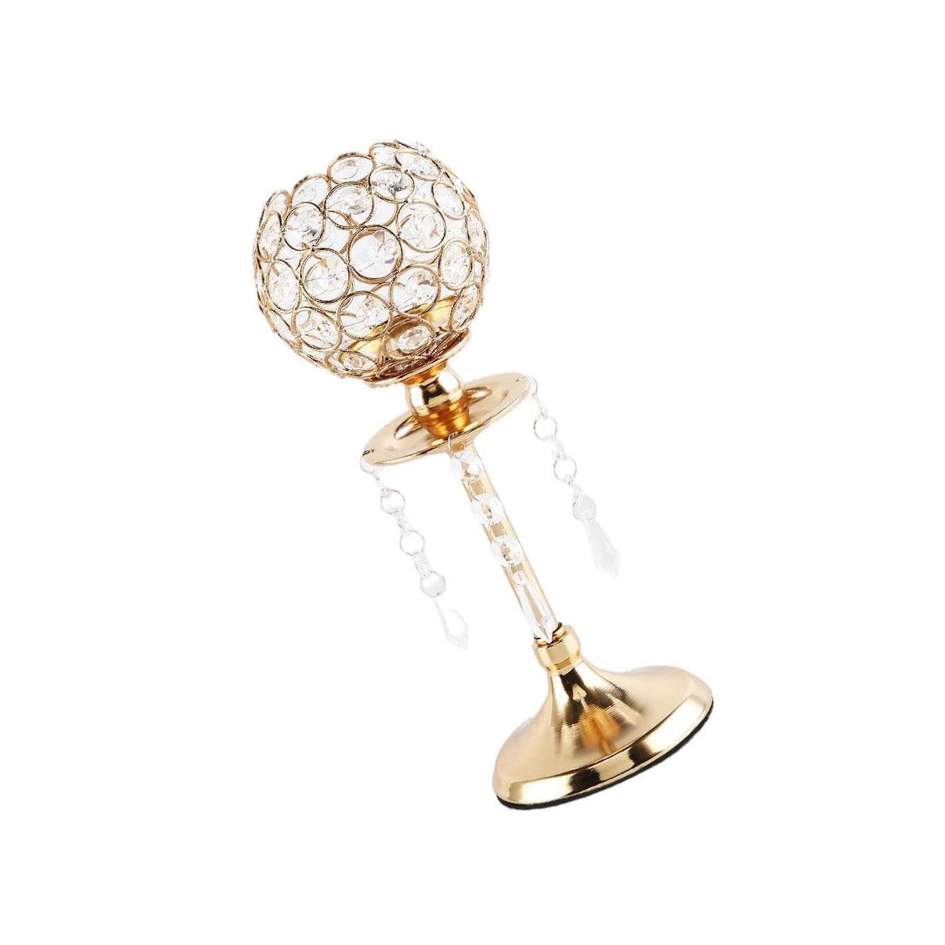 Zambuph Opulent Crystal Candlestick Stand for Pillar Candles Table Centerpiece Decoration Holder, Gold L