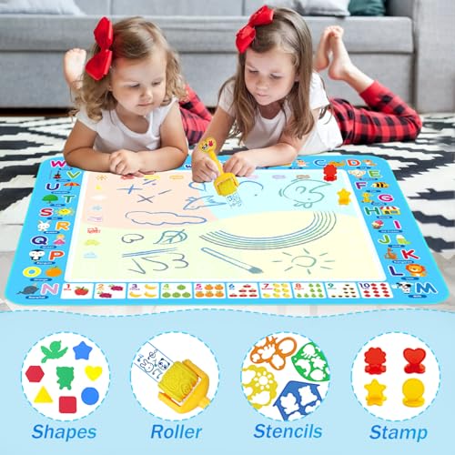 victob Water Doodle Mat, 40 x 30 Inch Mess Free Magic Water Drawing Mat, Kids Learning Toys for Toddlers Age 3 4 5 6 7 8, Christmas Birthday Gifts for Girls Boys - Image 2