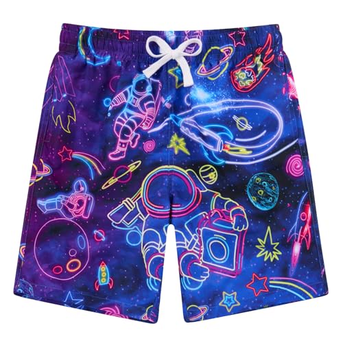 BFUSTYLE Astronaut Swim Trunks Boys Bathing Suit Fashion Space Swimming Trunks Size 10 Kids Swim Shorts 9-10 Years