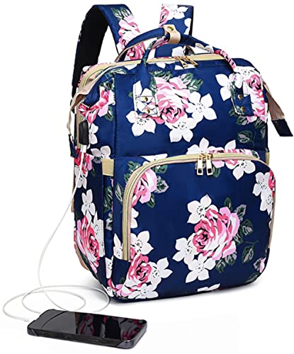 Anas Baby Diaper Bag-Floral Design Diaper Bag With Changing Station-Multifunction Baby Travel Bag Backpack For Mom Dads-Waterproof Portable Baby Bags #TOP1