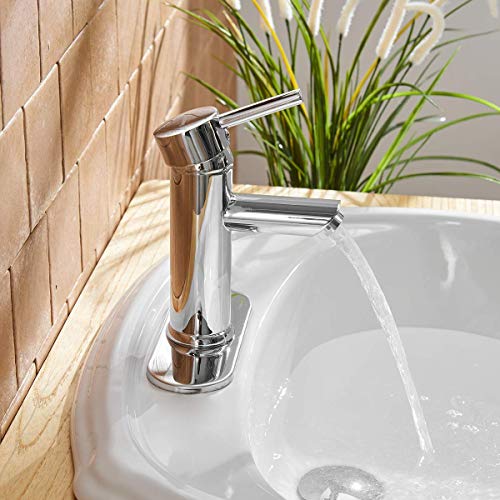 Greenspring Bathroom Sink Faucet Chrome Single Handle One Hole Deck Mount Lavatory Faucet Stainless Steel