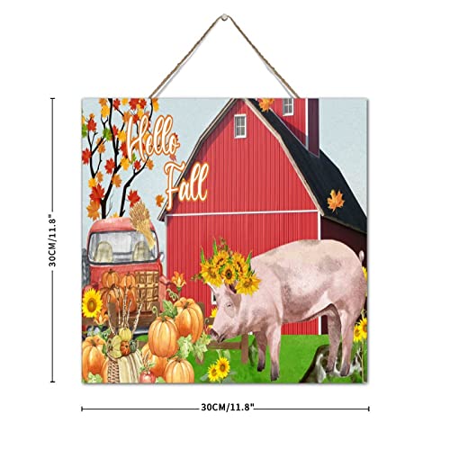 Panneau bois Hello Fall avec citrouille peinte aux finitions soignées