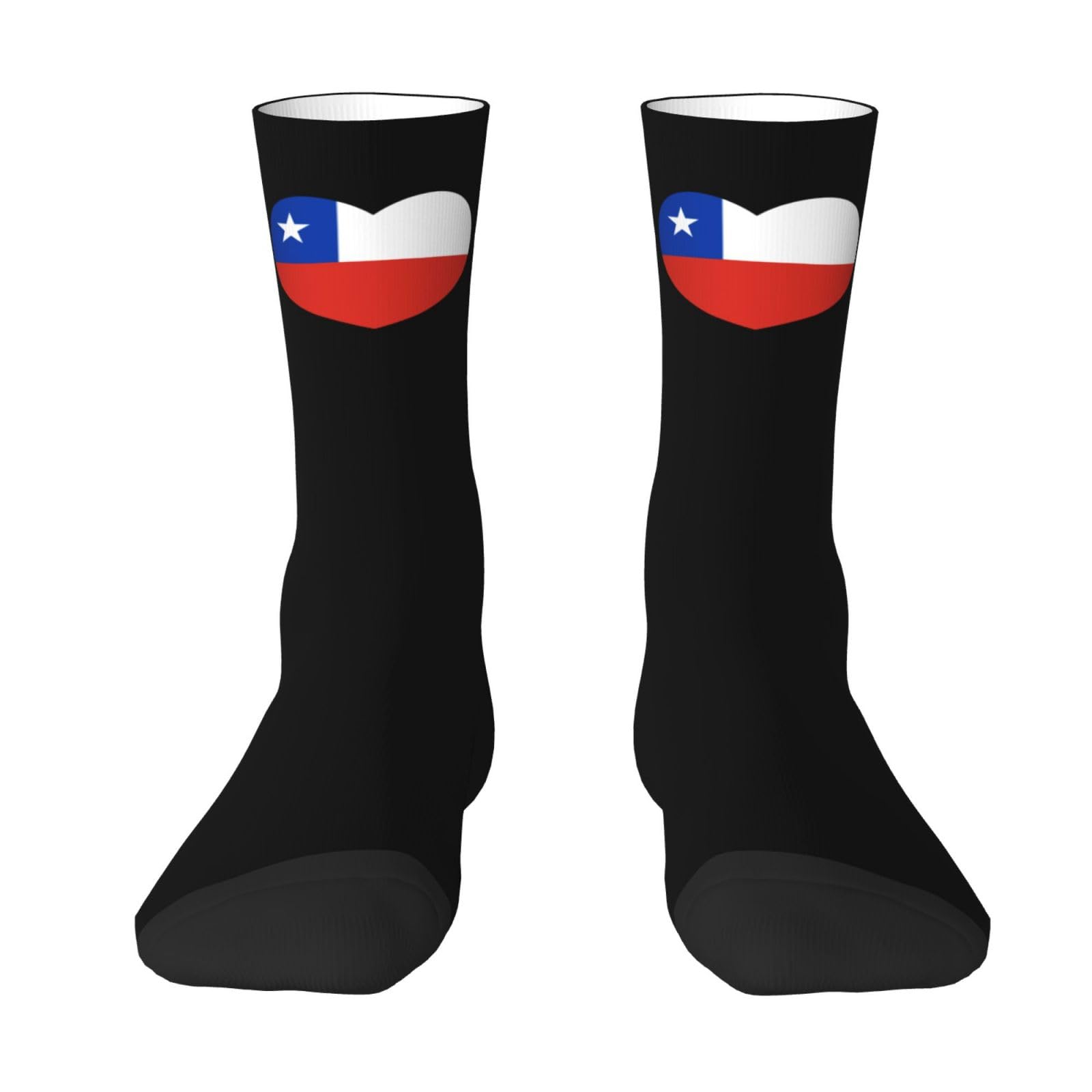 Melbrakin Love Chile Flag Chilean Heart Crew Socks Summer Moisture Wicking Athletic Socks For Mens And Womens