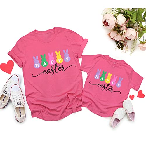 Happy Easter Shirts for Women Kids Bunny Family Matching Outfits Toddler Boys Girls Summer Short Sleeve Tee Top2