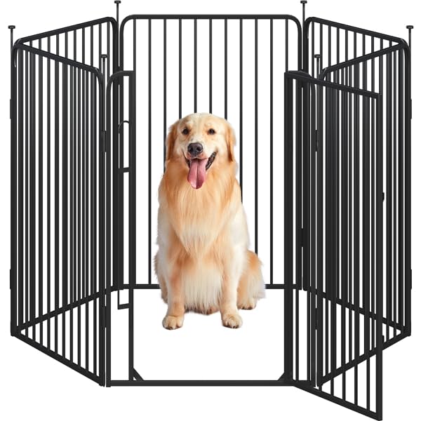 Yaheetech Recinto per Cani 6 Pannelli 100 cm da Interno da Esterno, Cancelletto Box per Cani Gatti, Cancello Barriera Pieghevole in Metallo per Casa Giardino