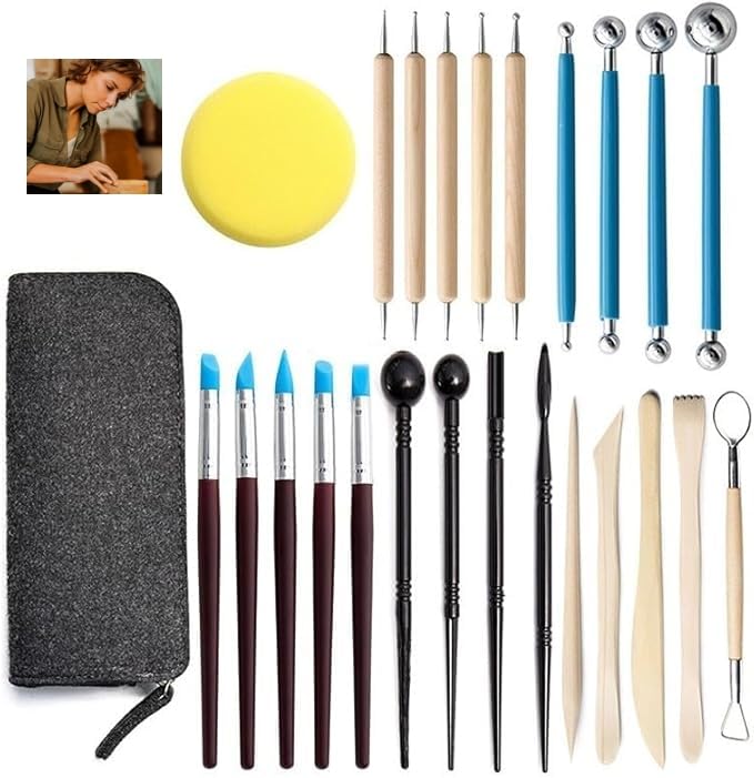 Catálogo para Comprar On-line Herramientas de modelado , tabla con los diez mejores. 46 Balabow Kit de Herramientas para Arcilla, Juego de Modelado con Pinceles, Herramientas de Escultura y Bolsa de Transporte (28pcs)