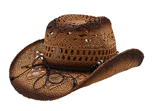 Image of THE CELL Straw Cowboy Hat (Blue Shield Brown)