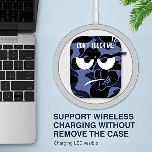 Image of for AirPods Case, Don't Touch Me Airpods Cover with Keychain Soft Cute Shockproof Cover for Women Men Compatible with AirPods 2 /1 Charging Case,Blue