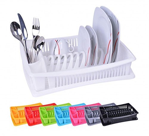 Égouttoir à Vaisselle - bac à égouttement pour Vaisselle Propre - avec bac de récupération - Couleur: Blanc