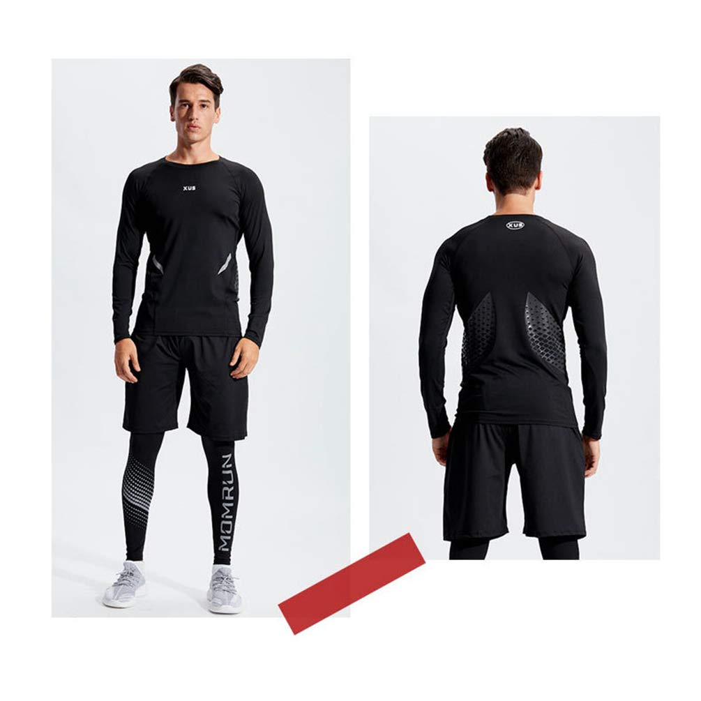 Abbigliamento Running da Uomo, 5 Pezzi Set Completi Sportivi Leggings Compressione Fitness Pantaloncini Corsa T Shirt Sportive - Stile #4, XL