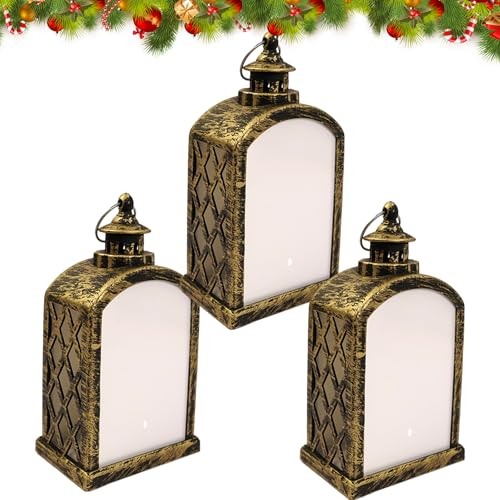 Linterna de Navidad, 3 Piezas 3 x 2 x 6 Linterna LED de sublimación, Luces en Blanco para Bricolaje, luz Nocturna con Pilas para Decoraciones y Regalos del hogar de Navidad, decoración navideña de BR