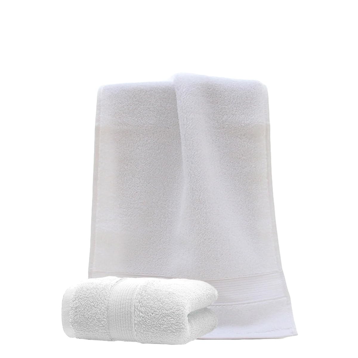 JININQ 2 Piece 100% Cotton Soft Hand Towels 13.4" x 29.5",Premium Face Towels Set for Bathroom,Gym,Home (White)