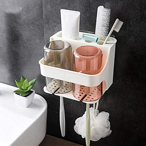 2 Cups Wall Organizer Tooth Brush Holder Wall Mounted Toothbrush Stand Bathroom Storage Rack Case Bathroom Accessories Set