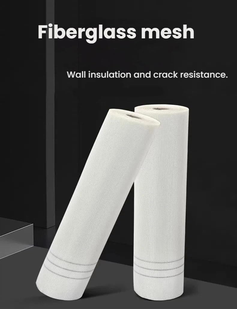 Rete in fibra di vetro per intonaci ， rotolo rinforzante per muri e cartongesso. Tessuto maglia edile anti-fessurazione, nastro rete per stucco, 100 cm di larghezza(130 g/m²,30 meters)