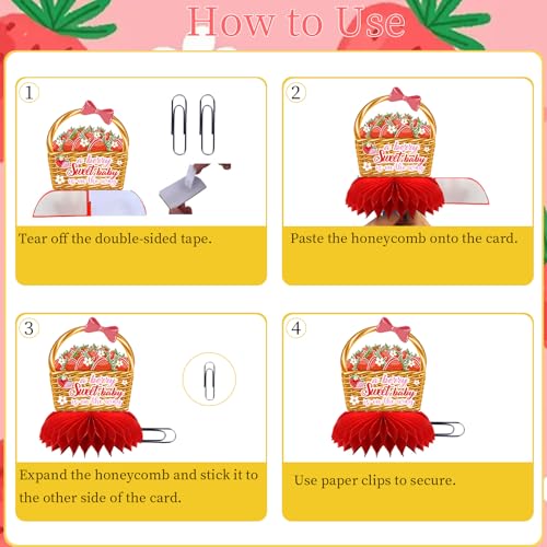 Image of Strawberry Baby Shower Decorations, 12PCS Berry Sweet Honeycomb Centerpieces Decoration A Berry Sweet Baby Is on the Way Party Table Decor Supplies