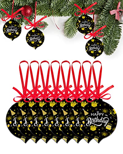 Happy Birthday Christmas Tree Hanging Ornaments - Colorful Squares Xmas Ornaments Decorations for Birthday Party, Holiday, Wedding Party Decor Gifts - 3 Inch