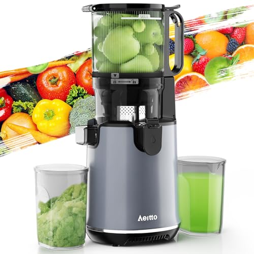 Aeitto Juicer Machines, 5.3' Extra Large Feed Chute Cold Press Juicer, Fit Whole Vegetables & Fruits, Easy to Clean, High Juice Yield,Slow Masticating Juice Extractor,Self Feeding