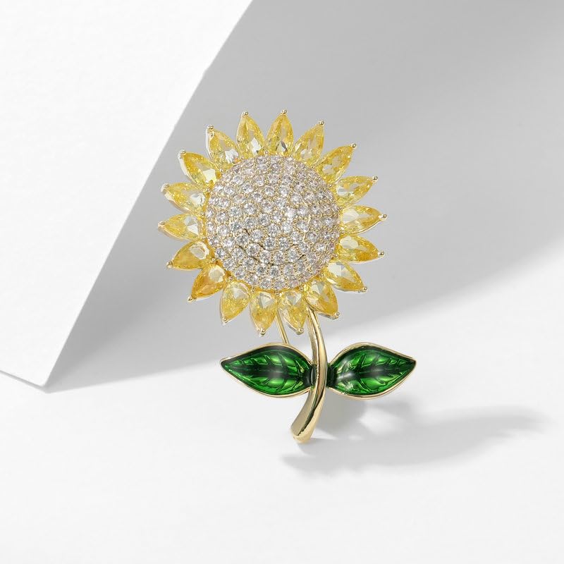 Image of 14K Gold Sunflower Coat Brooches for Women, Suit Cardigan Pin for Stylish Casual Wear, Small Brooch