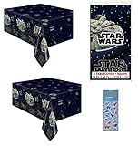 Unique Star Wars Classic Birthday Party Supplies Bundle Pack Includes 2 Plastic Table Covers and 1 Dinosaur Sticker Sheet