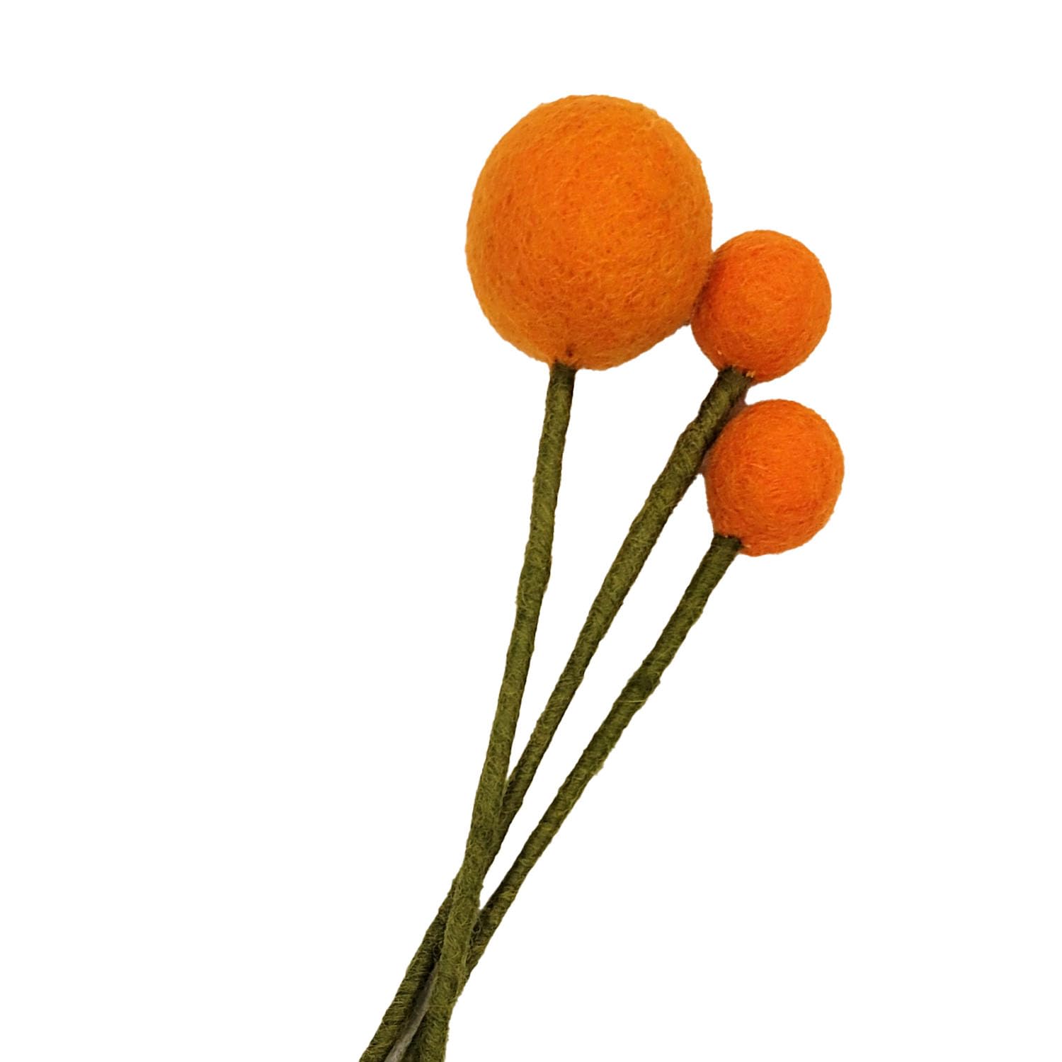 your castle Felt Flowers Handmade Decorative Flowers for Custom Creations, Sustainable Gift, Fair Trade, Realistic Artificial Flowers, Pack of 3 in Orange