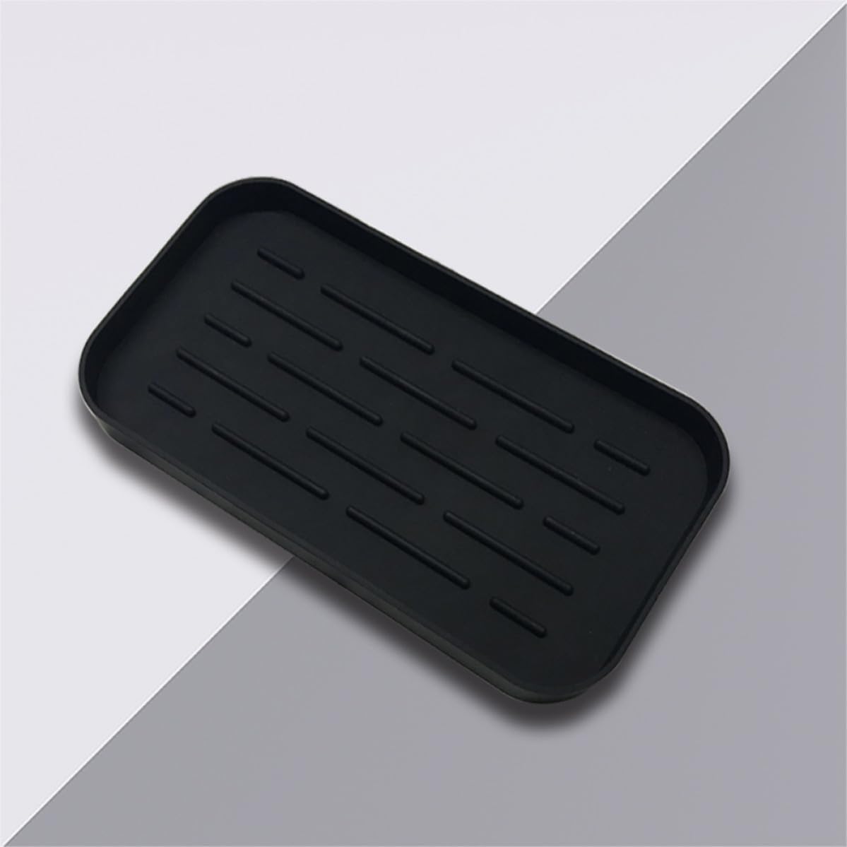 Tappetino per Asciugare i Piatti in Silicone Nero Scanalature Profonde, Organizer per Lavello da Cucina Facile da Lavare, per Piano di Lavoro e Bar