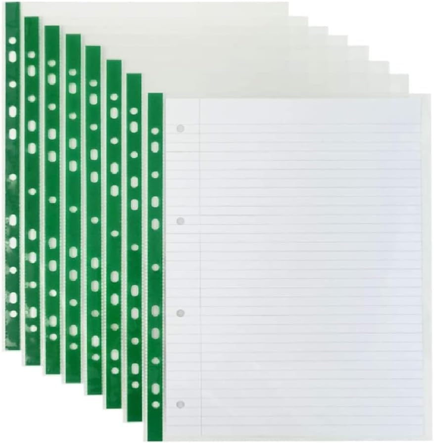 TB1Product A4 90 Micron Heavy-Duty Green Punched Pockets – Pack of 500 | Extra Thick Plastic Wallets for Professional Filing