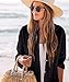 Zoye Chen Women’s Bikini Swimsuit Cover Up Button Down V Neck Shirts Long Sleeve Blouse Beachwear Bathing Suit (Black, Small)