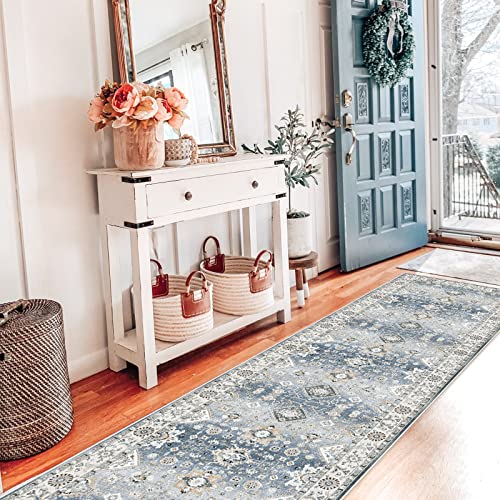 Hy Hao Yun Lai Non Slip Runners For Hallways,Washable Hallway Runner Rug,Long Ultra Soft Kitchen Runner Rug,Non Shedding Accent Farmhouse Runner Rugs (Grey, 2 X 10) #TOP1