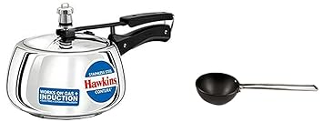 Hawkins Stainless Steel Contura Induction Compatible Pressure Cooker, 3 Litre, Silver (Ssc30) & Futura Small Tadka Pan, Hard Anodised Spice Heating Pan, Black (Atp1), 1 Cup, 3 Liter