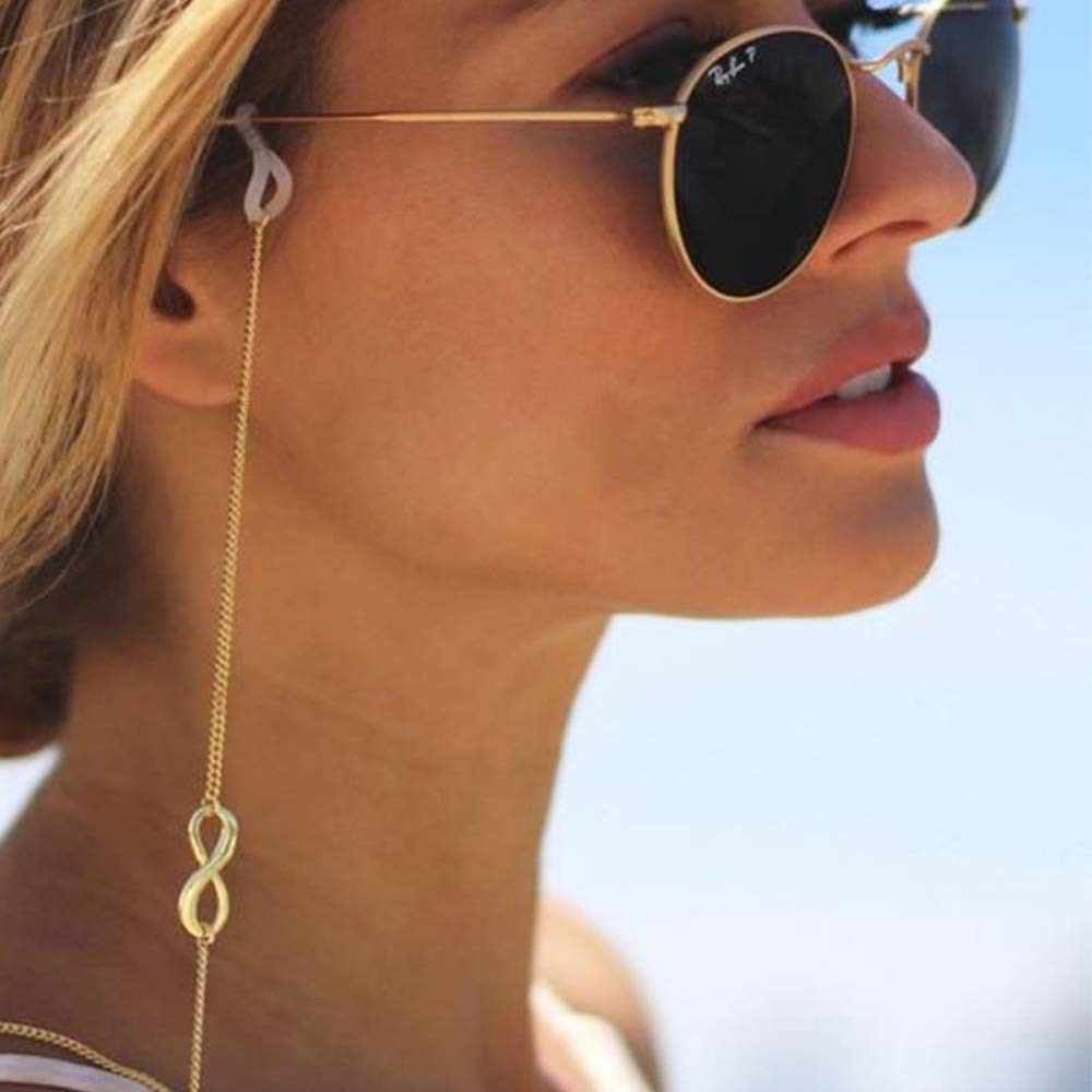 Yienate Cadena de gafas Boho con número 8 antideslizante para gafas, accesorios para gafas, retenedor de gafas, correa de retención de gafas para mujeres y niñas