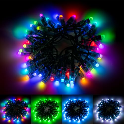 Image of BTF-LIGHTING WS2811 Diffused Digital RGB LED Pixel String Light 12mm Individually Addressable Round LED Module 50pcs /String IP68 Waterproof DC12V (Pack of 2)