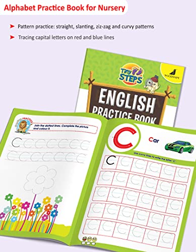 Image of Woodsnipe Alphabet & Number Practice for Preschool Ages 2 to 4 Years | Pattern Writing, Capital Letters, Number 1-20 with ample activity worksheets| Notebook Style | English-Maths Home-schooling Pack